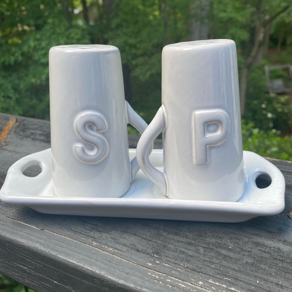 White Ceramic Salt and Pepper Shaker Set